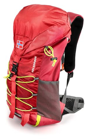 Holgerson kleiner Wanderrucksack oder Fahrradrucksack 15L mit sehr funktionalem Belüftungssystem. Damen/Herren (rot)