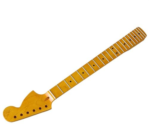 LVYUDS Glänzend Gelb Gitarrenhals, 22 Bünde 18.7 Zoll Skala Länge Ahorn Gitarrenhals, Geeignet für ST Stil E-Gitarrenhals Ersatz