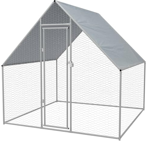 SECOLI Hühnerstall XXL hühnerkäfig Verzinkter Stahl Hühnerauslauf Freilaufgehege Hühnergehege freilauf groß Kleintiergehege für Hühner Ente Kaninchen-2 x 2 x 1.92 m