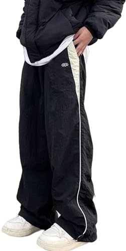 Unisex Y2k Baggy Sweatpants Men ParachuteTrack Pants Vintage Joggers Hip Hop Oversized Sweatpants for Men, #Black, Medium