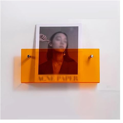 An der Wand montierter Zeitschriftenhalter aus Acryl, Prospektständer, Bücherregal, Literaturständer für Wartezimmer, Bibliothek, Geschäft (Farbe: Orange, Größe: 40 cm)