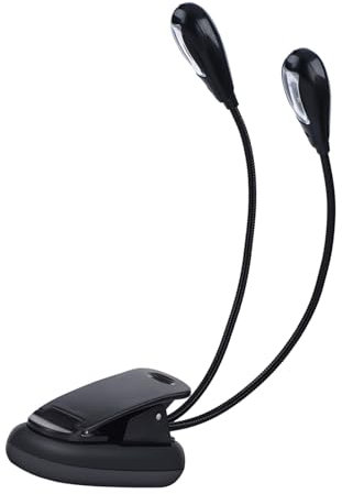 Notenständer-Licht zum Aufstecken für Nachtlese- und Wartungsarbeiten, leicht und doppelt verstellbare Arme, Stromversorgung durch 3 AAA-Batterien oder USB-Aufladung (8 LED-Perlen)