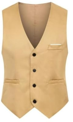 COOFANDY Herren Anzug Weste mit Taschen Anzugweste Ärmellose Weste Businessweste V-Ausschnitt Suit Vest Hochzeitsweste Herrenwesten Gilet Party Khaki S