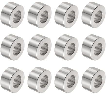 QUARKZMAN 12Pcs Entretoises en Acier Inoxydable 10,5 mm Alésage x 20 mm OD x 10 mm Longueur Bague de Vis Finition Lisse Entretoise Métallique Ronde pour Vis M10 Boulons et Tiges