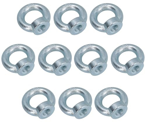 10mm Lifting Eye Nut Fastener Internal Female Thread Zinc Plated 25mm Diameter 10pc