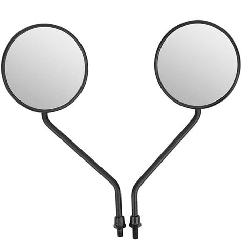 YYLUOYANG Motorradspiegel 2Pcs 8mm/0,3 in Rückspiegel Universal Retro Runde Seite Spiegel for Motorrad Elektrische Fahrrad Roller ABS Schale + Metall Stange Motorrad Lenkerendenspiegel