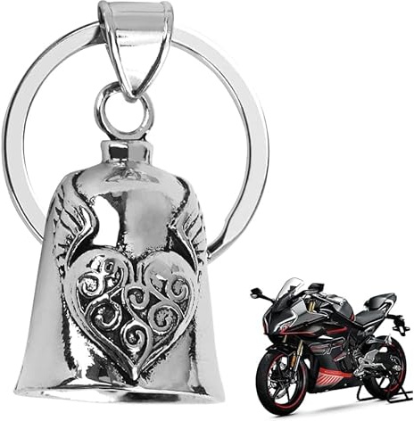 Hioip Llavero Moto Campana Guardiana, Campana de Motocicleta de la Guarda de Acero Inoxidable con Anillo Colgante Amuleto de Buena Suerte para Bicicletas Coches Motocicletas Vehículos Eléctricos