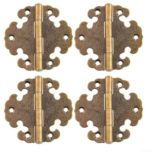 Rustikales Schrankscharnier-Set, 4 Scharniere im antiken Stil, für Holztüren und Möbel