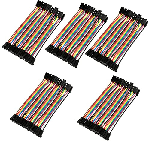 5-Piece Jumper Wires Set with 40-Pin Ribbon Cable for Breadboard Construction and Fast Circuit Testing - 11.5cm Colorful and Flexible Design Portable for Easy Use