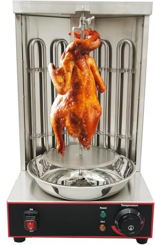 Barbecue Stove,Vertical Rotisserie,Grill Machine, Electric Vertical Kebab Gyro Grill Machine, Rotisserie Broiler Machine with 2 Heating Tubes and Meat Catch Pan,Electric