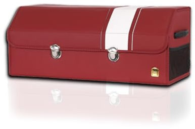 ELNas Kofferraum Organizer für VW Golf Magotan Polo Tiguan Passat GTI CC, Doppelschicht Zusammenklappbarer Aufbewahrungsbox, PU-Leder Wasserfeste Langlebig Auto Kofferraum Box,WinRed-L 69 * 31 * 29