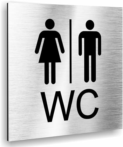 WC Schild Selbstklebend Damen Herren WC | krazfester UV Druck | 12 x 12cm | 3mm Aluverbund | Made in Germany Art.Nr. S 2000