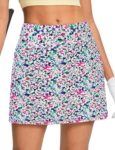 Oyamiki Women Stretchy Golf Skirt High Waisted Knee Length Sport Clothes Plus Size Skorts with 4 Pockets Printed Abstract XL