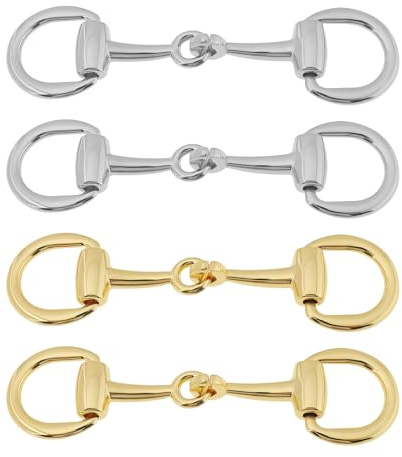 The Lord of the Tools Schuhschnallen aus Zinklegierung, Ersatz-Doppelring-Verschluss, Charm-Schuhzubehör für Lederschuhe, 4 Stück, Gold Silber, Large
