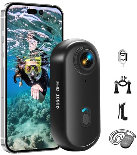Tiantianle Action Cam WiFi, 1080P Mini caméra sous-marine étanche jusqu'à 30 m, 360 ° POV mains libres, corporelle