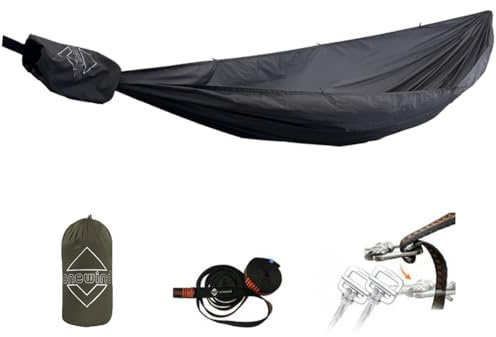 Onewind 11ft Ultralight Camping Hammock, Portable Hammock, 40D 1.7oz Nylon Ripstop with 2 * 12Ft Tree Straps for Camping Hiking Backpacking, 11' x 55 Dark Grey