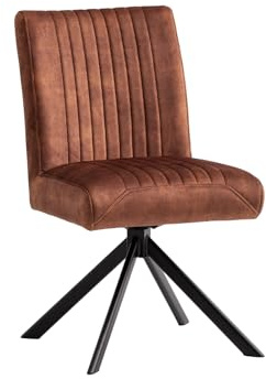 Woodkings Stuhl Canton | Esszimmerstuhl 180 Grad drehbar ohne Armlehnen | Küchenstuhl 48x86x55 cm Microfaser | Polsterstuhl für Esszimmer Küche Home Office (Braun)