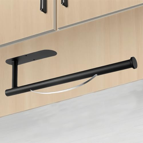 küchenrollenhalter schwarz, Selbstklebend Oder Ohne Bohren, Mit Rollladen KüChenrollenhalter zur Montage An der KüChenwand Oder Unter Dem Schrank KüChenrollenhalter Aus Edelstahl (Schwarz)