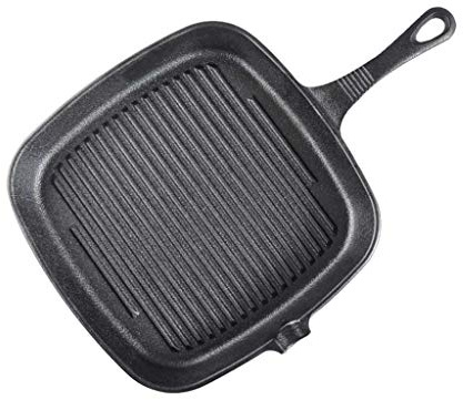 HCZKIUJY Cast Iron Steak Pan Nonstick Skillet Grill Pan Steak Frying Pan for Gas Induction Cooker Household Kitchen Cookware (Without pressure plate)