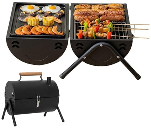 HYZHANHONG Black,Outdoor Small Tabletop BBQ Charcoal Grill,Compact Mini Camping Grill for Outdoor Picnic,Suitable for Backyard Cooking, BBQ, and Camping