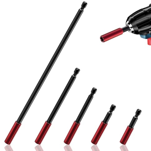 5 pezzi di prolunga bit, 1/4, supporto magnetico per punte lunghe 50/60/100/150/300 mm, per cacciavite, avvitatore a percussione, trapano