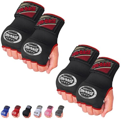 Farabi Sports inre handskar för barn, boxningslindor för män och kvinnor | Träningsbandage för MMA och Muay Thai (Svart (2-pack))