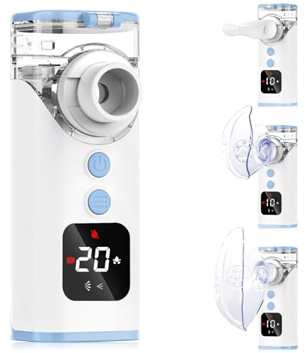 HITHINKMED Inhalationsgerät kinder, Wiederaufladbarer Inhalator mit Countdown-Timer und Automatischer Reinigungsfunktion, Inhaliergeräte für Erwachsene Für den Heim- und Reisegebrauch (Blau)