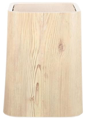 ABOOFAN Cubos de Basura Retro de Plástico Tapa Abatible, Diseño de Madera Vintage, Tamaño Grande, Color Original Madera, Papelera Rústica para Cocina, Baño, Oficina y Hogar, Contenedor
