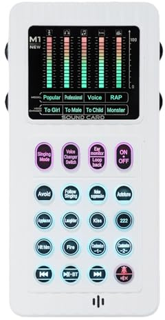 Cuifati Changeur de Voix Portable, Carte Son Bluetooth avec Effets de Changement de Voix, 8 Modes de Réglage de la Hauteur sur 10 Niveaux, avec Effet de Lumière LED coloré, pour