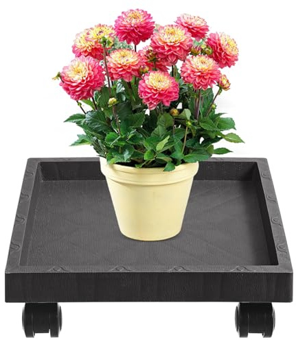 PLAFOPE Sottovasi con Ruote Rettangolari in Plastica Rinforzata per Vasi da Fiori e Piante, Carrello con Ruote per Domestico ed Esterno con Design Estetico e