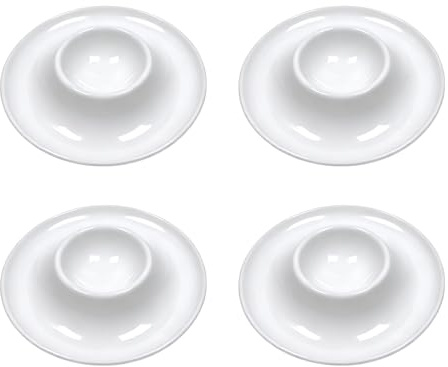 4PCS Coquetiers en Plastique Blanc, Coquetier Oeuf Original et Durable, Set de 4 Coquetiers Oeuf pour Enfant et Adulte, Vaisselle Facile à Nettoyer et Passe au Lave-Vaisselle