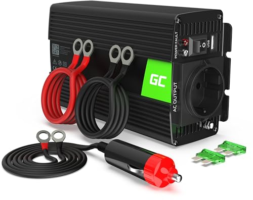 Green Cell 300W/600W 12V auf 230V Reiner Sinus Volt kfz Spannungswandler Wechselrichter Konverter Pure Sine Wave Power Solar Inverter DC AC Umwandler Stromwandler Zigarettenanzünder Steckdose