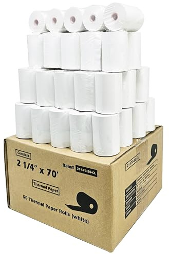 (50 Rolls Coreless) vx520 Special 2 1/4 x 70 thermal paper (2.25 inches x 70ft) Verifone VX520 Ingenico ICT220 ICT250 First Data FD400 Nurit 8000 8020 STP103 BPA Free