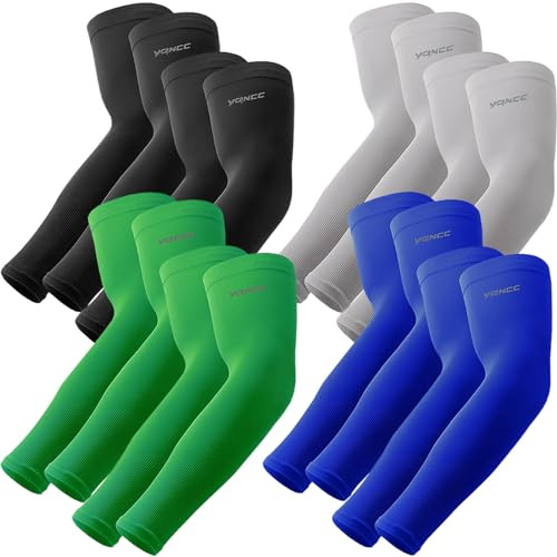 YQXCC 8 Pairs Arm Sleeves, Cooling UV Sun Protection Sports Compression Sleeves for Men Women, Golf Basketball Arm Sleeves