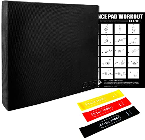 CCLIFE Balance Pad 50x40x6 mit Latexbänder Übungsposter Balanceboards Gleichgewicht Trainer Widerstandband Fitnessbänder Balance Kissen für effektives Balancetraining Latexband&Poster