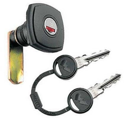 Serrure carrée noire pour coffre à gaz et portillon ZADI (épaisseur:35 mm) avec barillet