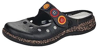 Rieker 46381 Träskor dam, Schwarz, 38 EU