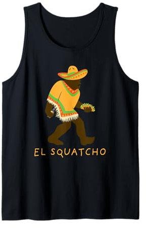 Funny El Squatcho Bigfoot Con Taco, Cerveza, Pacho, Sombrero Camiseta sin Mangas