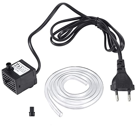 Pompa Submersible, mini pompa ad acqua ultra silenziosa, mini motore ad acqua con 2 ugello, 2 ventose e tubo flessibile da 50cm per acquari, fountains, spout, serbatoi di pesca, sicurezza, 3W (UE)