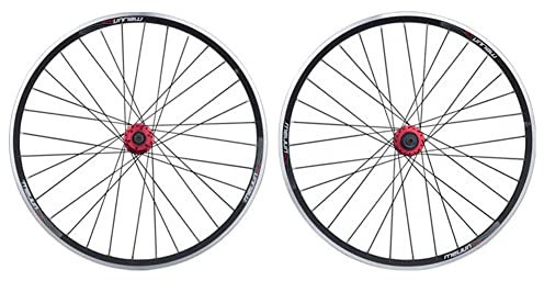 26 Zoll Mountain Fahrrad Vorne Hinterräder Alufelge MTB Fahrrad Laufradsatz V-Brakes/Scheibenbremse 7/8/9/10 Geschwindigkeit Kassette Schraubkranz Schnellspanner 2267g ( Size : Black Red 26inch )