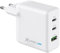 XLayer Powercharger USB-C Schnellladegerät I 65W PD I GaN Charger I 3-Port kompatibel mit MacBook Pro/Air, iPhone 16 15 Pro Max/15/14 Pro Max/14/13, iPad Pro, Galaxy S23 Ultra/S22, Lenovo, weiß