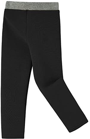 Ugitopi Ragazze Inverno Caldo Spessore Pantaloni Lunghi Foderati in Pile Leggings in Cotone Termico (Black 140)