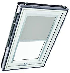 Original Roto Verdunkelungsrollo ZRV - Nahezu vollständige Verdunkelung - Führungsschiene Silber - Dachfenster Baureihe Designo R6/R8, i8 und Classic 64/84 - Größe 114/160 | 11/16 - Farbe Hellgrau