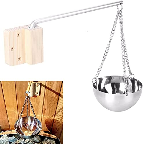 Bol D'arôme Sauna, 350 ML Inox Bol D'arôme Sauna Accessoires Sauna Bol Pour Spa Sauna Bol de Vaporisation Suspendu Bol Tasse Huile Essentielle Bol Sauna Accessoires D'ambiance