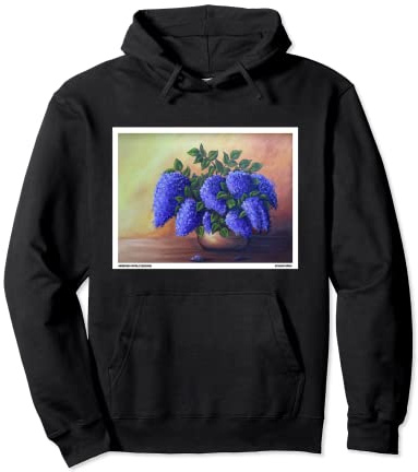 Peinture florale en jacinthe de raisin et pervenche Sweat à Capuche