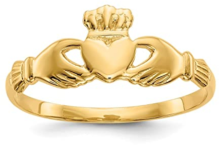 Irischer Claddagh-Ring mit keltischem Dreifaltigkeitsknoten, goldfarben, Größe N 1/20, Schmuck, Geschenke für Frauen