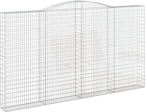 vidaXL Arched Gabion Baskets 400x30x220/240 cm - Galvanised Iron Wire Stone Cages for Garden/Patio Decor, Sound Insulation Barrier