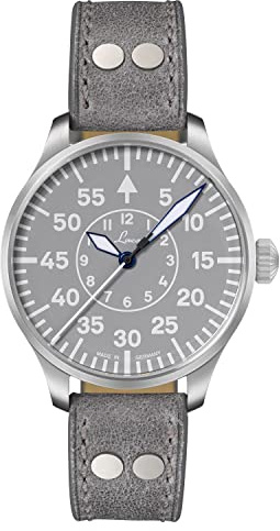 Laco Reloj de aviador automático, carcasa de acero inoxidable, cristal de zafiro, 5 bar, fabricado en Alemania, Damen