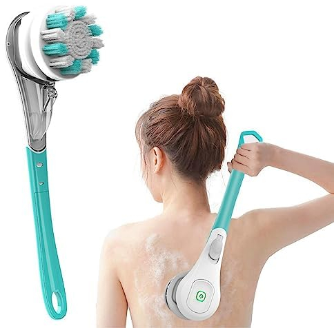 6 in 1 Elektrisch Rückenbürste,Duschbürste Mit 6 Multifunktionalen Reinigungsköpfen,Körperbürste 360°-Drehung,IPX7 Wasserdicht 3 Geschwindigkeit Spin Reinigung Bürste für Männer Frauen
