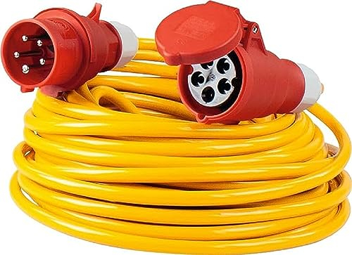 as - Schwabe Starkstrom Verlängerungskabel 50 m K35 AT-N07V3V3-F 5G2,5-400V/16A/6h/ca. 11kW - Baustelle, Garten - 5-polige, robuste CEE Verlängerung für Außenbereich - IP44 - Made in Germany, 60721